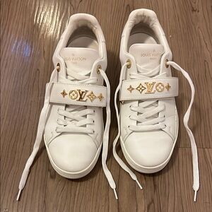 Louis Vuitton White and Gold Sneakers